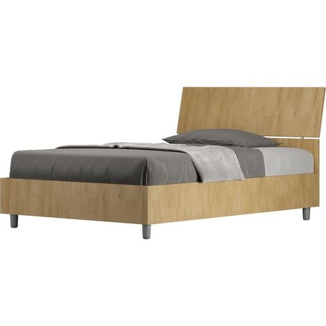 Letto 1 Piazza e Mezzo 120x190 cm Senza Rete Demas Testata Inclinata Quercia (1/5)