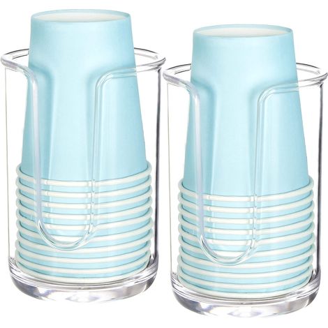 White Set of 2 Paper Cup Dispenser, Plastic Cup Holder Dispenser, Cup Dispenser (1/5)
