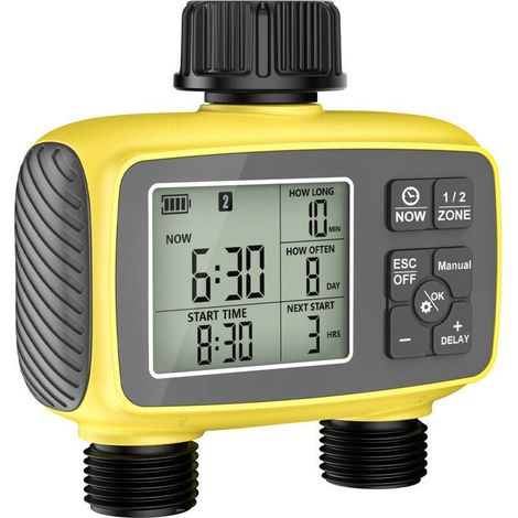Vanne d'arrosage intelligente à double sortie avec minuterie pour jardin extérieur (1/5)