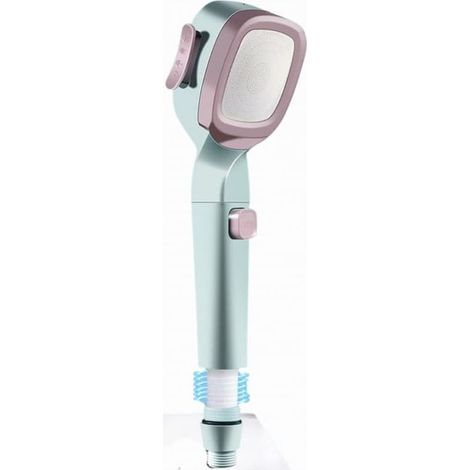 Douche à 4 jets design rose et vert – Flexible acier inoxydable 1,50 m – Limiteur de débit intégré – Support chromé (1/5)