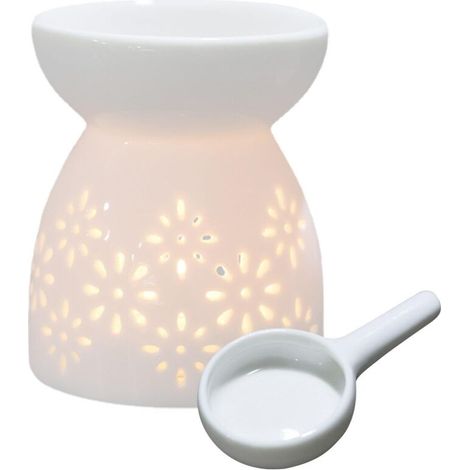 Brûleur À Cires Fondue - Diffuseur D'Huiles Essentielles en Céramique - Céramique Aromas Lampe avec Cuillère À Bougie Longue Durée De Combustion Convient pour Chambres, Bureaux, Salons Et Bureaux