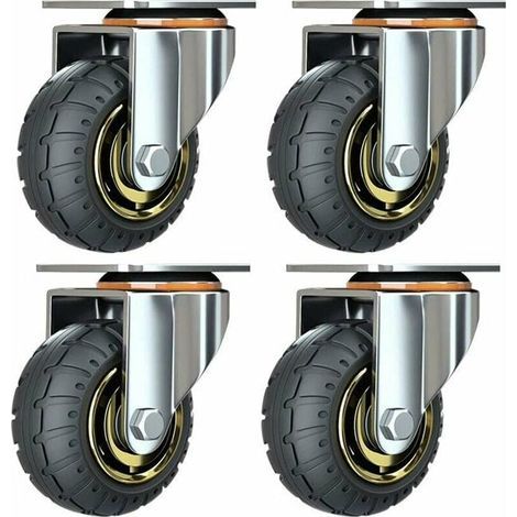 Satz mit 4 Universal-Lenkrollen (75 mm Durchmesser) ohne Bremsen, geräuscharme Transportrollen, Universal-Lenkrollen, Industrierollen mit 75-mm-Platte, Transportrollen für Möbel (1/5)