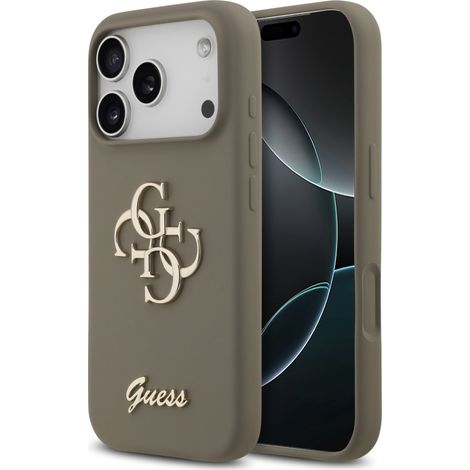 Funda Guess de silicona grande con el logotipo 4G para iPhone 17 Pro, color marrón. (1/5)