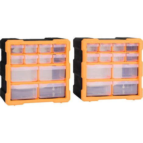 vidaXL Organizadores multicajones con 12 cajones 2 uds 26,5x16x26 cm (1/5)