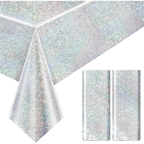 2PCS Nappe Paillette à Paillettes Nappe Anniversaire Jetables 137x274cm (1/5)