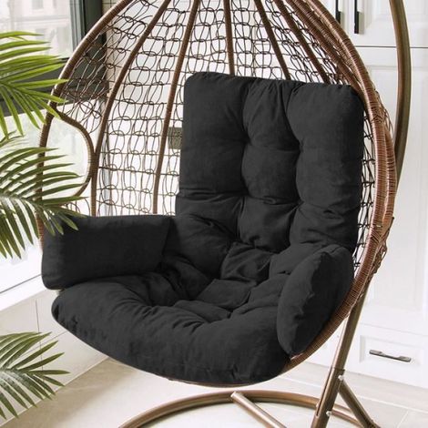 Housse De Coussin De Chaise D'oeuf Suspendu, Coussins De Rechange For Balançoire De Hamac Extérieur, démontable et lavable,Noir (1/3)