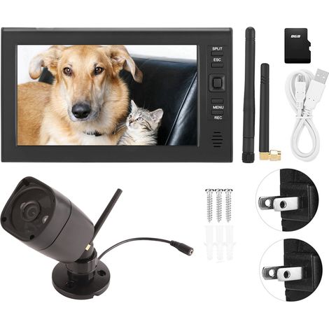 Écran LCD 7 pouces sans fil WiFi 4CH système de surveillance avec caméra infrarouge et carte mémoire (1/5)