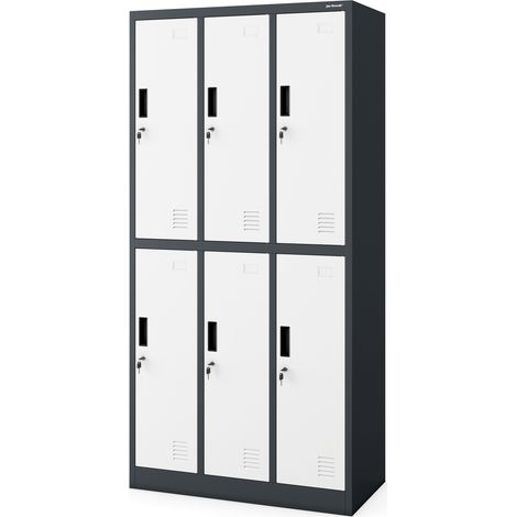 Armoire vestiaire pour vêtements de travail, 6 portes IGOR, 900 x 1850 x 450 mm, blanc anthracite