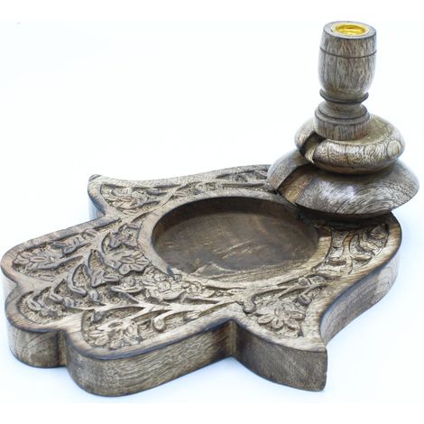 Brûleur à refoulement en bois de manguier - Hamsa- Vendu par 1 (1/3)