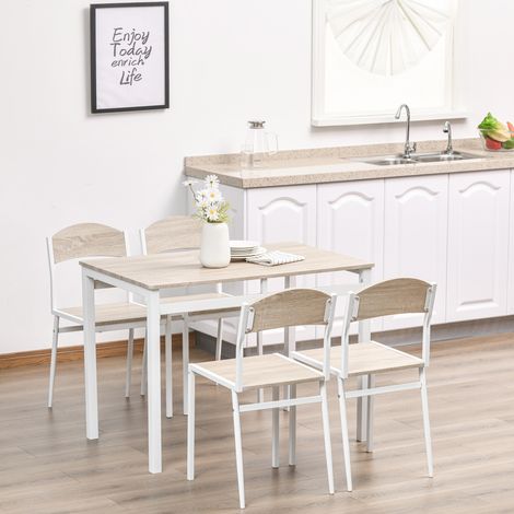 Set tavolo e 4 sedie 5 pezzi in MDF e metallo grigio chiaro 100x63x76,5 cm DESVIAE (1/5)