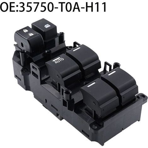 Interrupteur à bouton-poussoir de régulateur de vitre électrique de voiture 35750-T0A-H11, adapté aux Honda CR-V 2014-2017, contrôle la montée et la descente des vitres électriques, facile à utiliser.