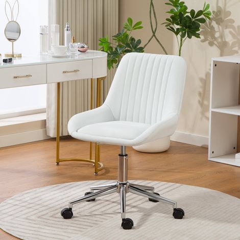 Fauteuil de bureau sans accoudoirs, chaise de bureau avec hauteur réglable, 52x58x80-90cm, blanc