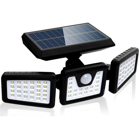 Solar Motion Sensor Security Light, Powerful Outdoor Wall Spotlight With 3 Heads, 550 Lumen (1/3)