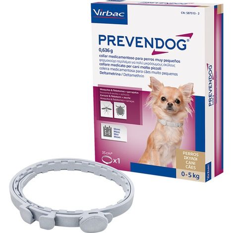 Prevendogogog Collier antiparasite pour les petits chiens de race. 1 unit de 35 cm