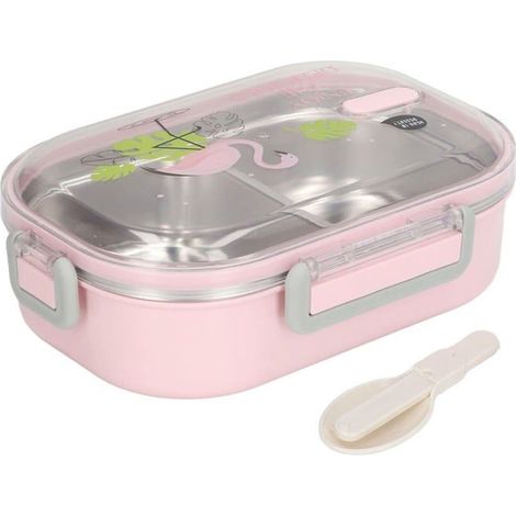 BelleRise - Boîte à Lunch en Acier Inoxydable 304 Compartiment Doublure Isolation Thermique Lunch Box Illustration Récipient Anti-Fuite pour (1/5)