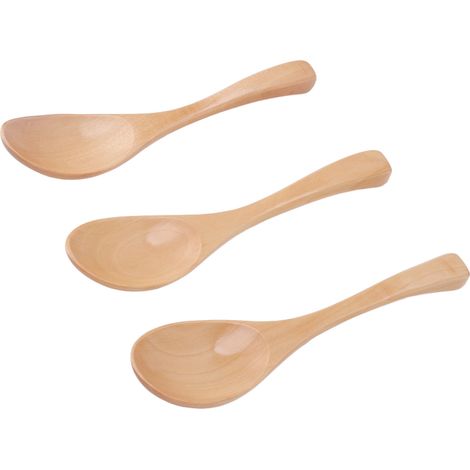 3 Pièces Cuillère en Bois pour Cuisine, Ustensile de Service pour Soupe, Dessert et Salade (1/5)