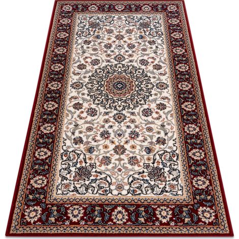 Teppich Wolle NAIN Ornament, Rahmen 6635/51036 beige / rotwein multicolour 120x170 cm
