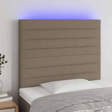 Cabecero con luces LED tela gris taupe 90x5x118/128 cm vidaXL