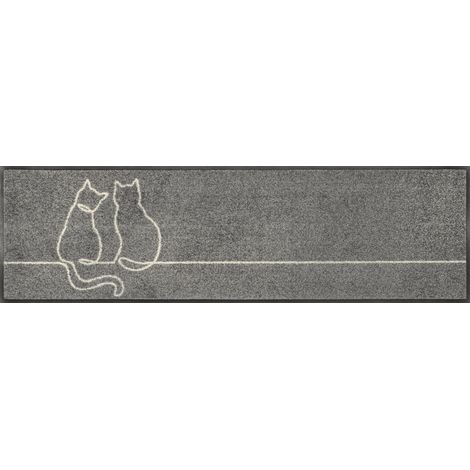 Paillasson, 35x120cm, intérieur et extérieur, Lavable, Gris (1/5)