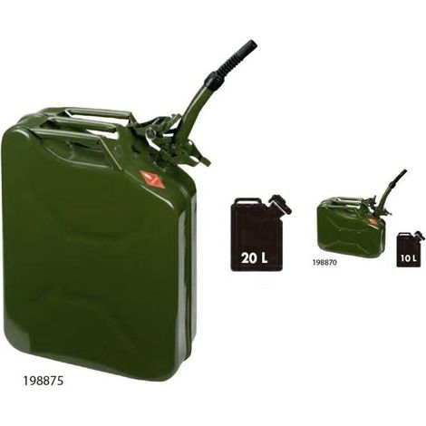 BIDON MÉTALLIQUE 20L (JERRYCAN) + BEC FLEXIBLE