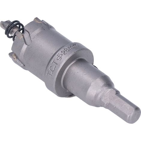 Foret Trépan Carbure TCT pour Acier Inoxydable, Kit de Perçage avec Clé Hexagonale, Diamètre 28mm