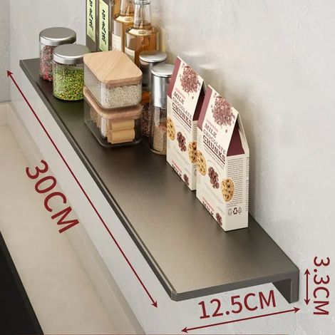 (30 cm) Étagère de rangement de cuisine en alliage d'aluminium spatial, boîte à épices, rangement pour épices, épaisseur, non perforée, fixation murale (1/5)