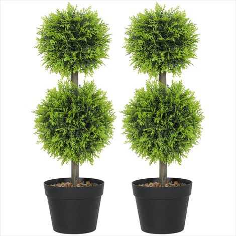 Plante artificielle Lot de 2 en forme de boule 60 cm avec pot (1/5)