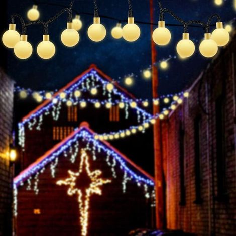 Guirlande Lumineuse Solaire, 50 LED 9.5M Exterieur Lampe étanche IP65 avec 8 Modes Lampes Cordes Solaire pour la Décoration Extérieur et Intérieur,Maison, Jardin, Noël, Fête (Blanc Chaud)