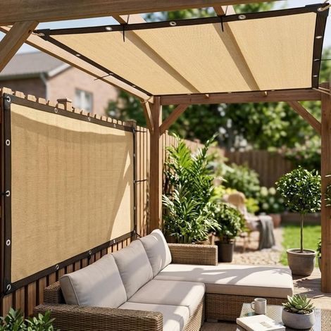 Rete ombreggiante, 90% HDPE, occhielli, angoli rinforzati, traspirante, per pergola, terrazza, balcone (1/5)