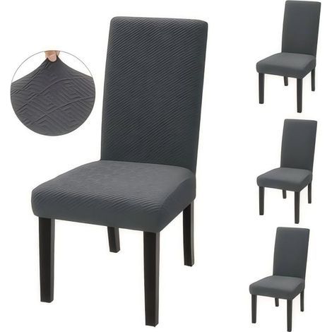 Set of 4 modern, decorative, stretchable, elastic dining chair covers for hotels, grey (1/4)