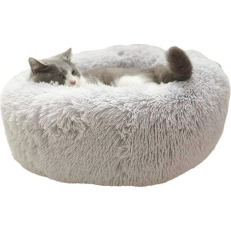 Coussin rond en fausse fourrure rêche de luxe pour chats et chiens, idéal pour les petits et moyens chiens. Convient aux chiens de petite et moyenne taille. (1/5)