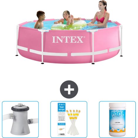 Piscine Intex Cadre Rond - 244 x 76 cm - Rose - Incluse Accessoire CB73