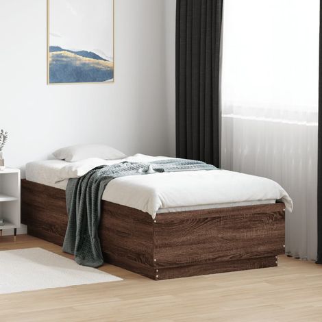 Bettgestell mit LED Braun Eichen-Optik 75x190 cm Holzwerkstoff (1/5)