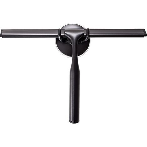 Duschabzieher aus Edelstahl mit starkem Saugnapfhaken für Bad, Küche, Spiegel, Auto, Fenster und Glas, 25,5 cm, schwarz. (1/5)