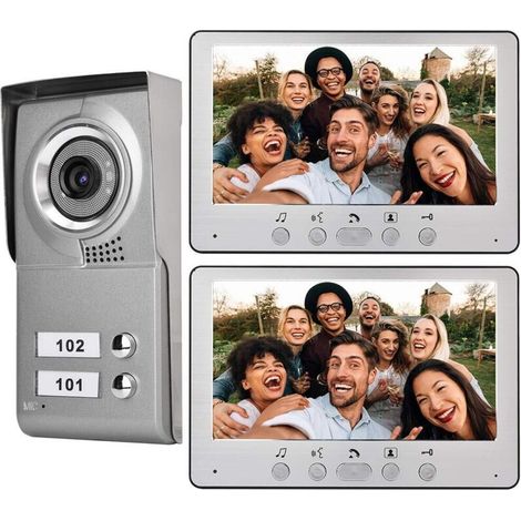 Video Intercom with 7" LCD Screen, Monitoring Function, Integrated Microphones and Speakers, Connect Video Intercom, Camera Doorbell for Surveillance (1/5)