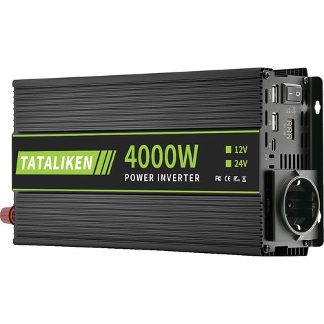 Inversor de corriente, diseño portátil, ventilador de refrigeración integrado, 4000W - NEGRO (1/2)