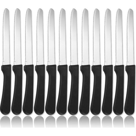Ensemble de 12 couteaux à steak avec bord dentelé, couteau de cuisine en acier inoxydable avec poignée ergonomique, résistant à la rouille, lavable au lave-vaisselle (1/5)