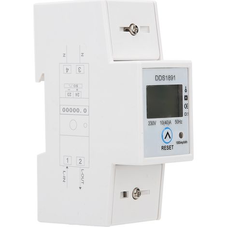 Compteur d'énergie monophasé sur rail Din, puissance électrique 50Hz, écran LCD rétro-éclairé 10(40) A