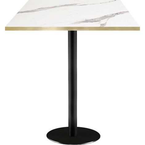 Mange-debout 70 x 70 cm - modèle Rome marbre blanc chants laiton