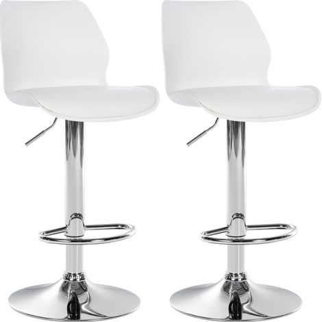 Set 2 sgabelli bar con poggiapiedi girevole regolabile in altezza in PVC e plastica bianca e metallo 100004169