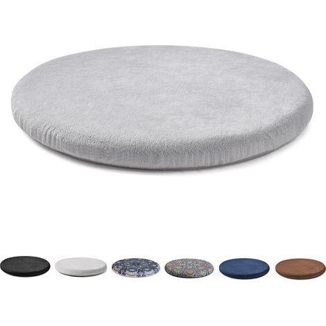 Coussin de Chaise Rond 33 cm Mousse à Mémoire de Forme, Assise Antidérapante pour Cuisine, Revêtement en Caoutchouc Amovible, Tabouret de Salle à Manger, Gris (1/5)