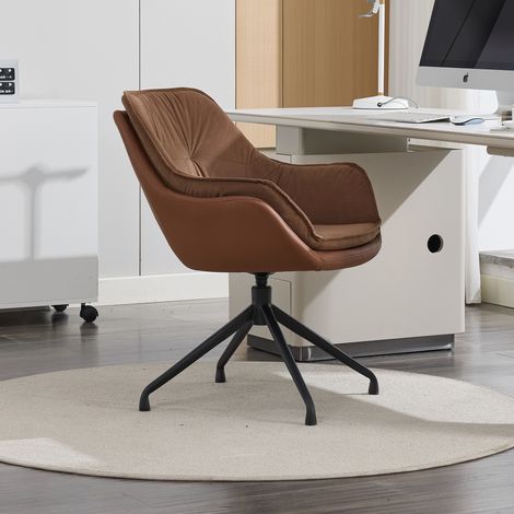 Fauteuil de bureau en similicuir, chaise coiffeuse basse pour salon et chambre