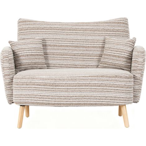 Canapé 2 places moderne avec accoudoirs ultra confort, coussins d’accoudoir et poche de rangement, assise profonde, idéal chambre et petits espaces,beige (1/5)