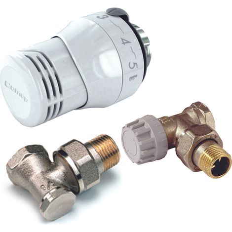 Comap – Kit thermostatique SENSO équerre 1/2" – Tête thermostatique Senso M28 – Corps thermostatique Kv fixe – Raccord de réglage – RK8086048