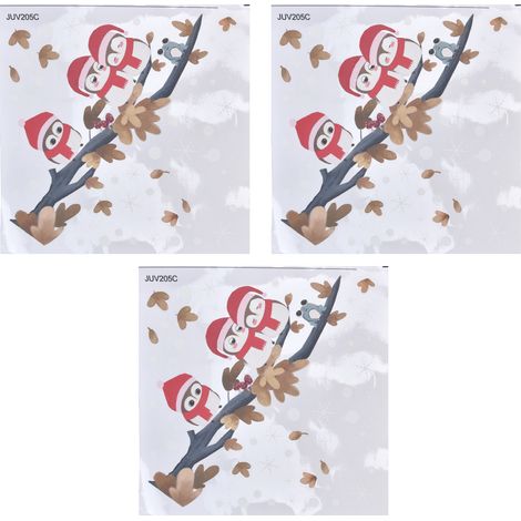 3 Autocollants Hiboux sur Branche d'Arbre - Décor Adhésif Innovant pour Noël Maison Boutique JUV205-C (1/5)