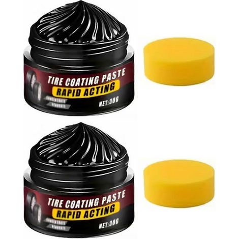 Pâte d'entretien pour pneus - Crème d'entretien automobile à action rapide pour pneus et jantes, ravive la couleur du caoutchouc, idéale pour voitures, camions et motos (2 unités) (1/5)