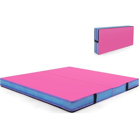 COSTWAY Tappetino FitnessPieghevole, Materassino per Ginnastica e Acrobatica con Rivestimento in Pelle Sintetica e Maniglie, per Esercizi a Casa per Yoga, Stretching e Pilates