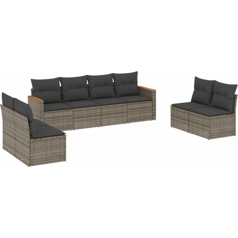 Maison Exclusive - 8-tlg. Garten-Sofagarnitur mit Kissen Grau Pol