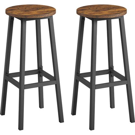 Sgabelli da bar set di 2 sedie seduta alta struttura in metallo montaggio facile altezza 74 cm poggiapiedi per cucina soggiorno sala da pranzo marrone 120007751