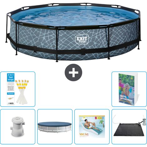 Exit Pool Rund - Steinoptik - 360x76 cm - 7-teilig S219